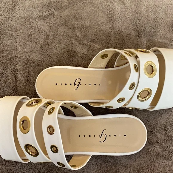 White Italian leather sandals - Picture 5 of 8